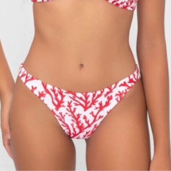 NWT Alicia Swim Women's White & Red Linda Coral Bottom Size Small - Picture 1 of 7